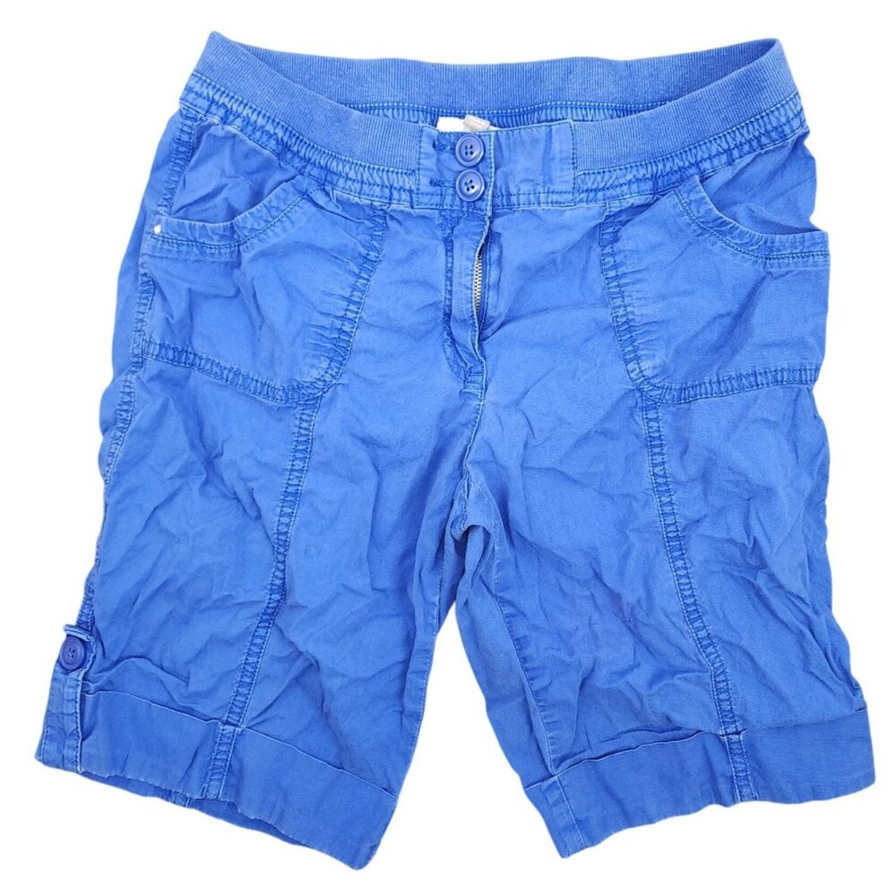Women's JM Collection Petite Blue Bermuda Shorts 8P Walking Shorts Cotton
